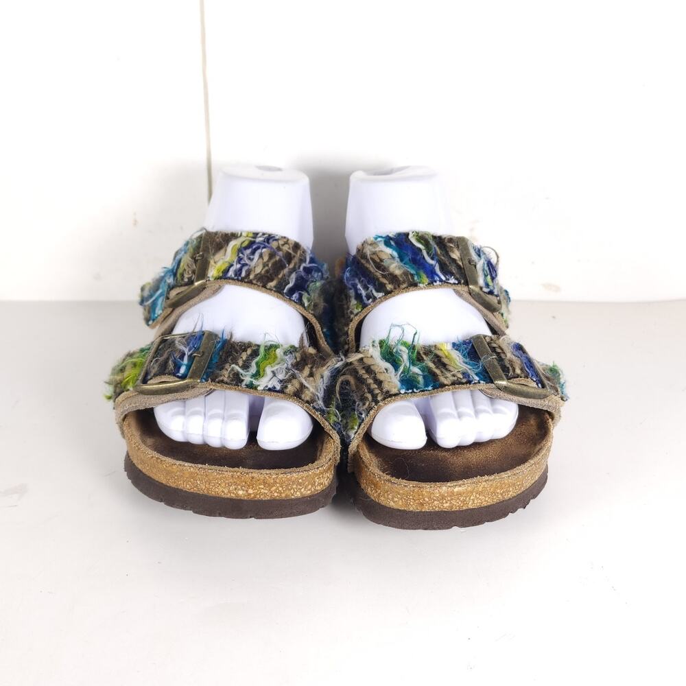 BIRKENSTOCK Women's Arizona 39 US8 Multicolor Suede Wool 2 Straps Slide Sandals - Picture 3 of 16